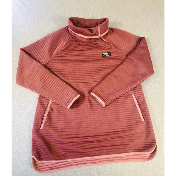 LL Bean Womens Large Pullover Lot 2 Quarter Zip Fleece Outdoor Pink Blue - Picture 2 of 15